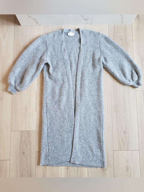 ASOS Sweaters - ASOS Light Gray Ribbed Open-Front Long Cardigan